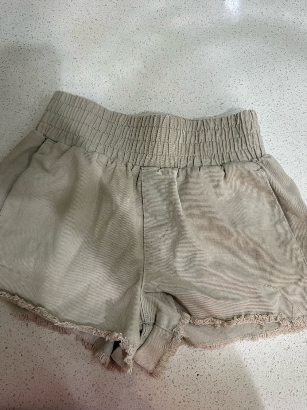 Everyday Elastic Waist Beige Women's Shorts